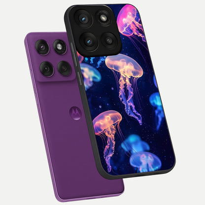  Jellyfish Pattern phone case For Moto Edge 60 Pro showing premium glass back cover with detailed artwork