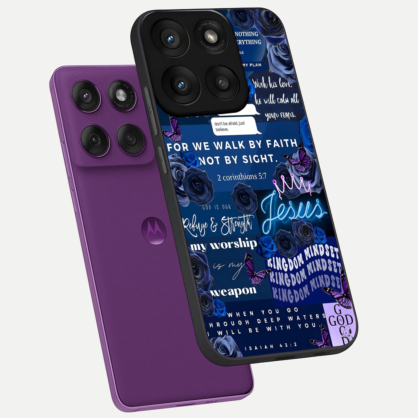  Kingdom Faith Glow phone case For Moto Edge 60 Pro showing premium glass back cover with detailed artwork