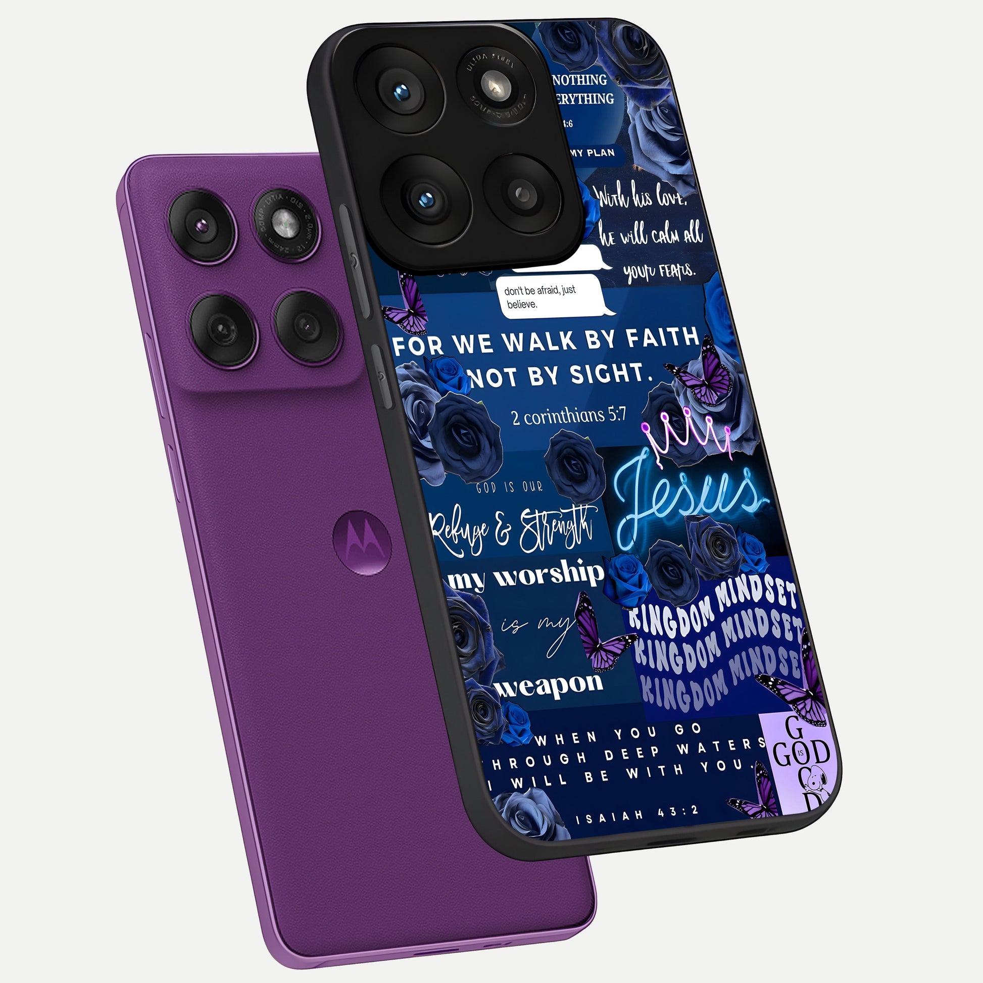  Kingdom Faith Glow phone case For Moto Edge 60 Pro showing premium glass back cover with detailed artwork