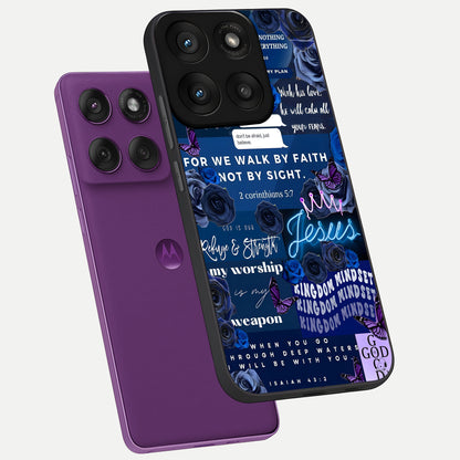  Kingdom Faith Glow phone case For Moto Edge 60 Pro showing premium glass back cover with detailed artwork
