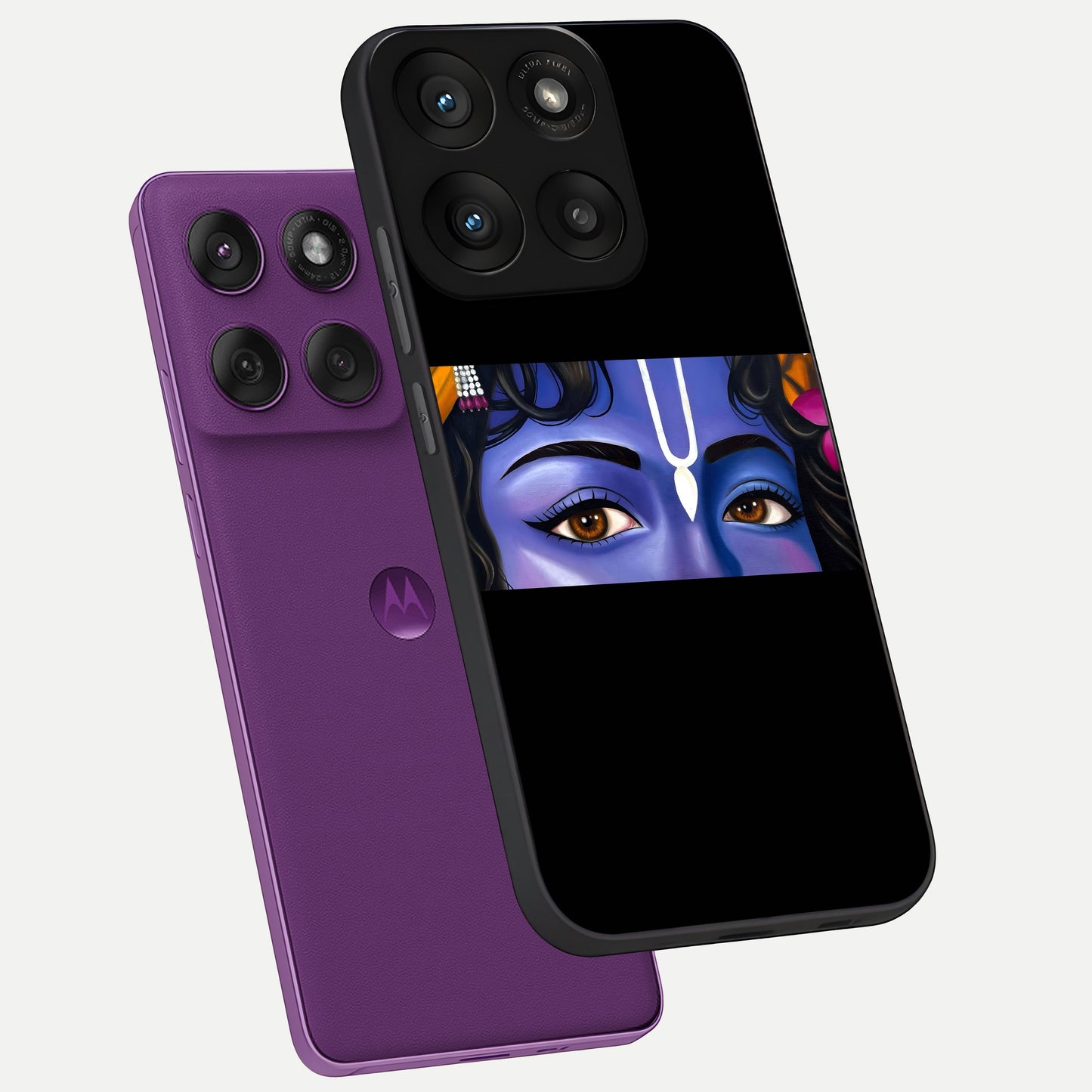  Krishna Eye phone case For Moto Edge 60 Pro showing premium glass back cover with detailed artwork