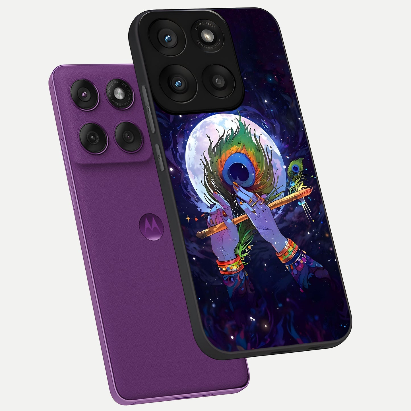  Krishna Hands Art phone case For Moto Edge 60 Pro showing premium glass back cover with detailed artwork