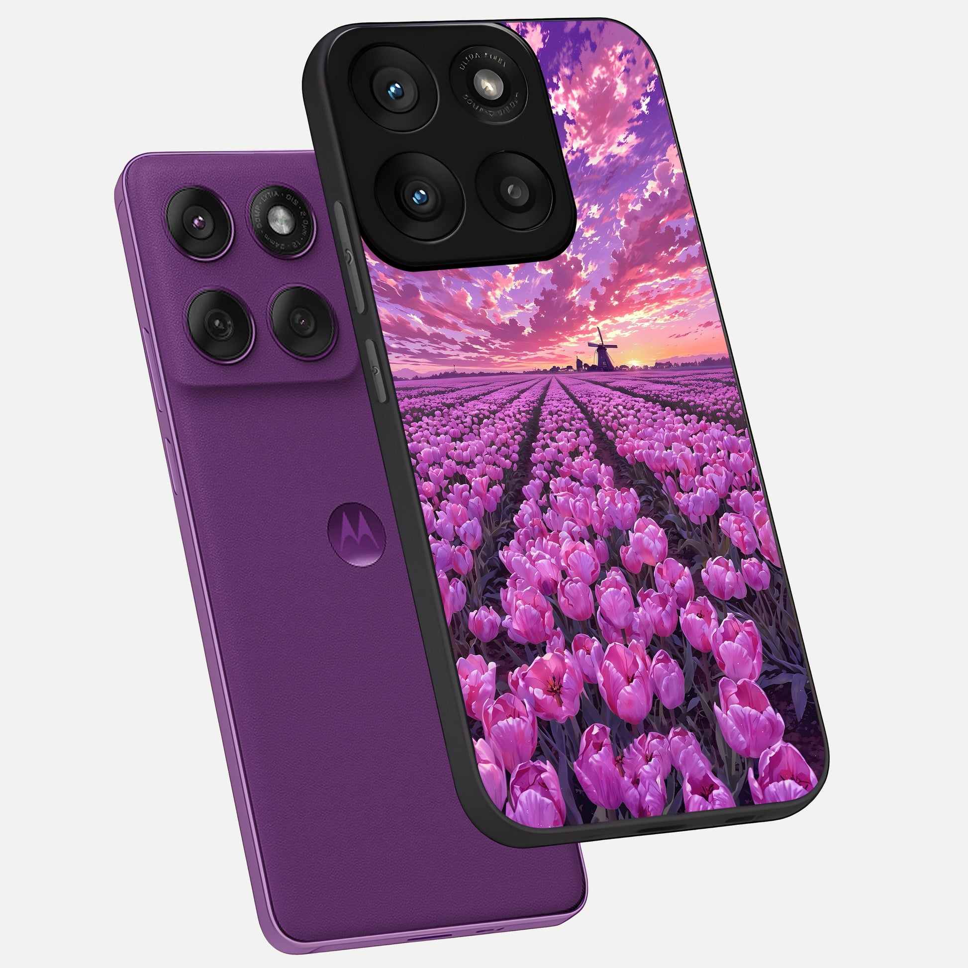  Lavender Dream Skies phone case For Moto Edge 60 Pro showing premium glass back cover with detailed artwork