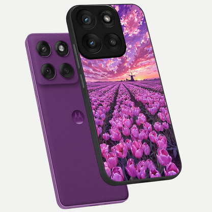  Lavender Dream Skies phone case For Moto Edge 60 Pro showing premium glass back cover with detailed artwork