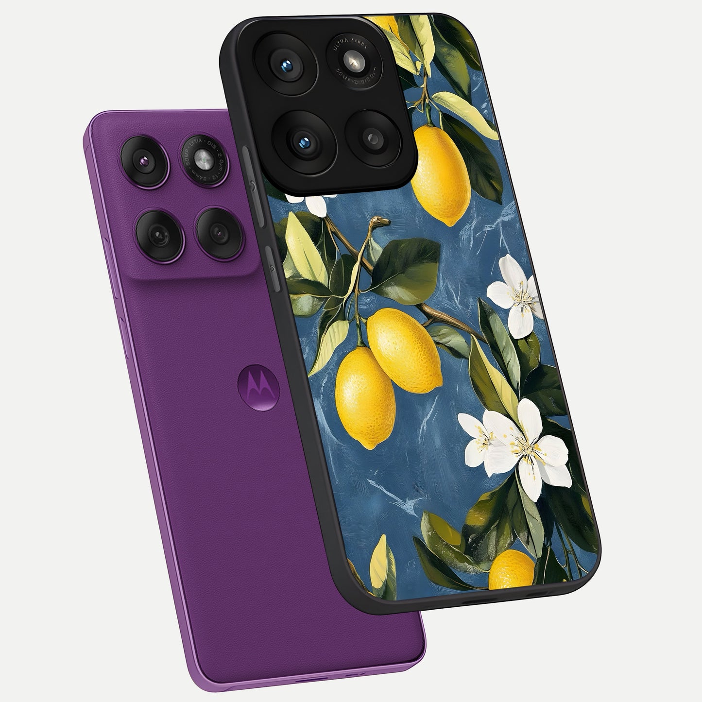  Lemon Dream Garden phone case For Moto Edge 60 Pro showing premium glass back cover with detailed artwork