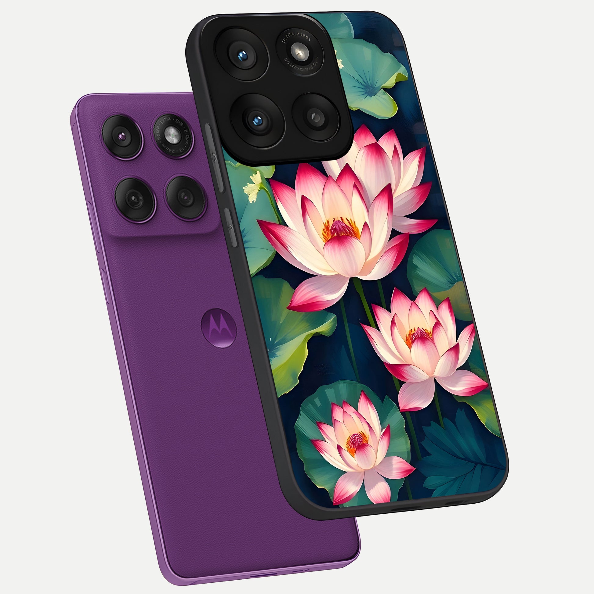  Lotus Dream Serenity phone case For Moto Edge 60 Pro showing premium glass back cover with detailed artwork
