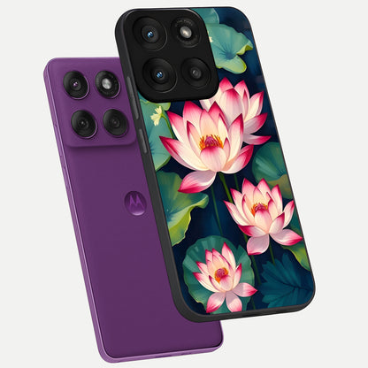  Lotus Dream Serenity phone case For Moto Edge 60 Pro showing premium glass back cover with detailed artwork