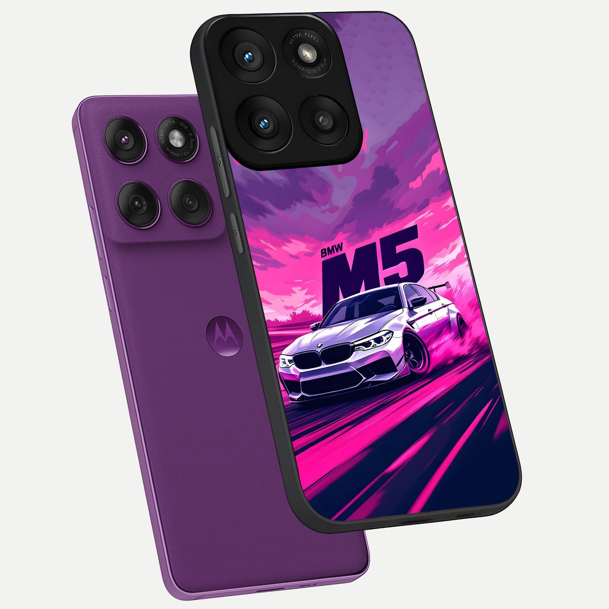  MS Neon Car phone case For Moto Edge 60 Pro showing premium glass back cover with detailed artwork