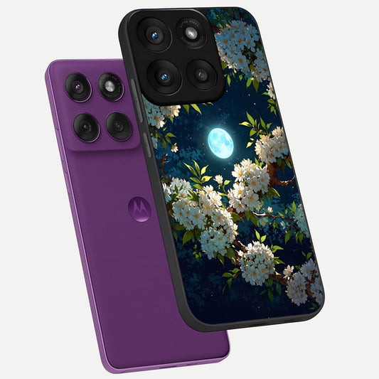  Moonlit Blossom Dream phone case For Moto Edge 60 Pro showing premium glass back cover with detailed artwork