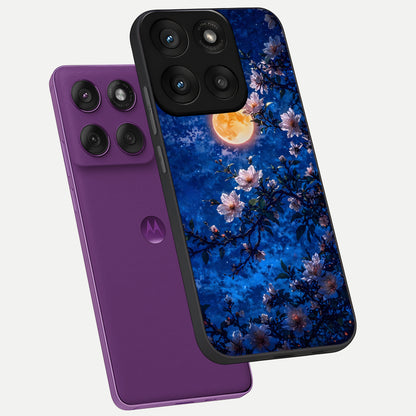  Moonlit Blossoms Night phone case For Moto Edge 60 Pro showing premium glass back cover with detailed artwork