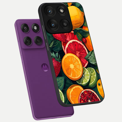  Multiple Fruits phone case For Moto Edge 60 Pro showing premium glass back cover with detailed artwork