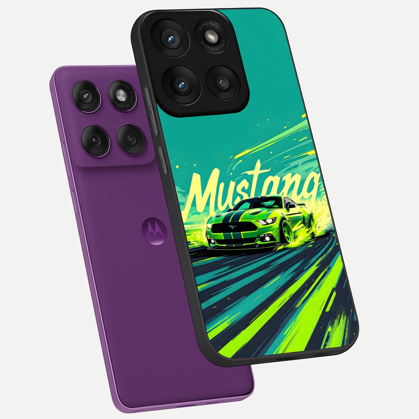  Mustang Bang phone case For Moto Edge 60 Pro showing premium glass back cover with detailed artwork
