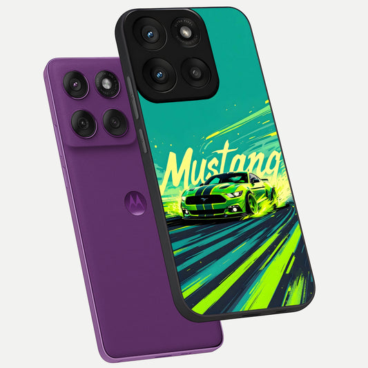  Mustang Bang phone case For Moto Edge 60 Pro showing premium glass back cover with detailed artwork
