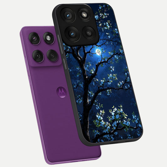  Mystic Floral Night phone case For Moto Edge 60 Pro showing premium glass back cover with detailed artwork