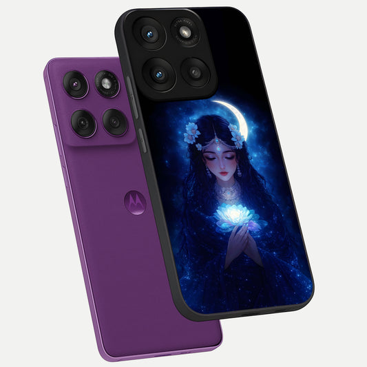  Mystic Moon Queen phone case For Moto Edge 60 Pro showing premium glass back cover with detailed artwork