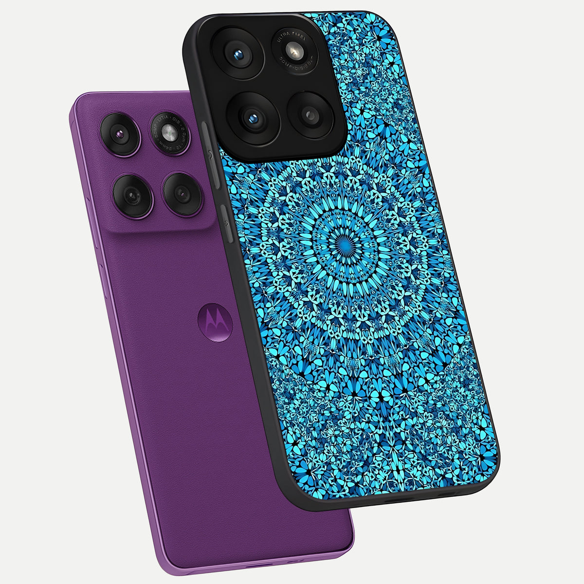  Ocean Bloom Mandala phone case For Moto Edge 60 Pro showing premium glass back cover with detailed artwork