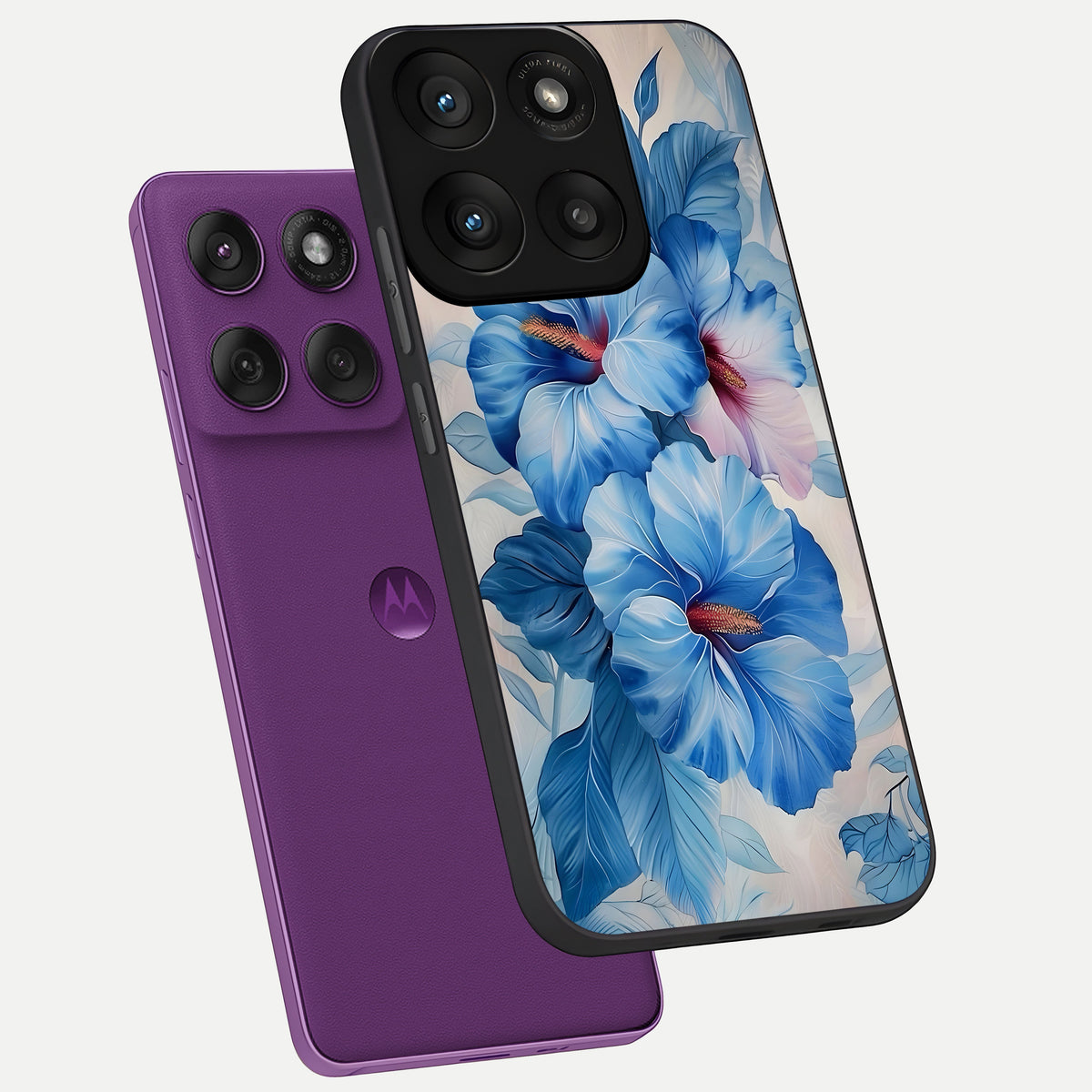  Ocean Hibiscus Grace phone case For Moto Edge 60 Pro showing premium glass back cover with detailed artwork