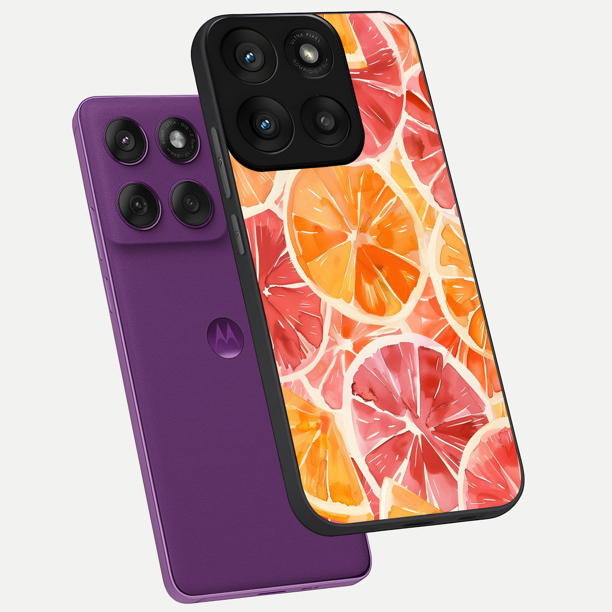  Orange Fruits Pattern phone case For Moto Edge 60 Pro showing premium glass back cover with detailed artwork