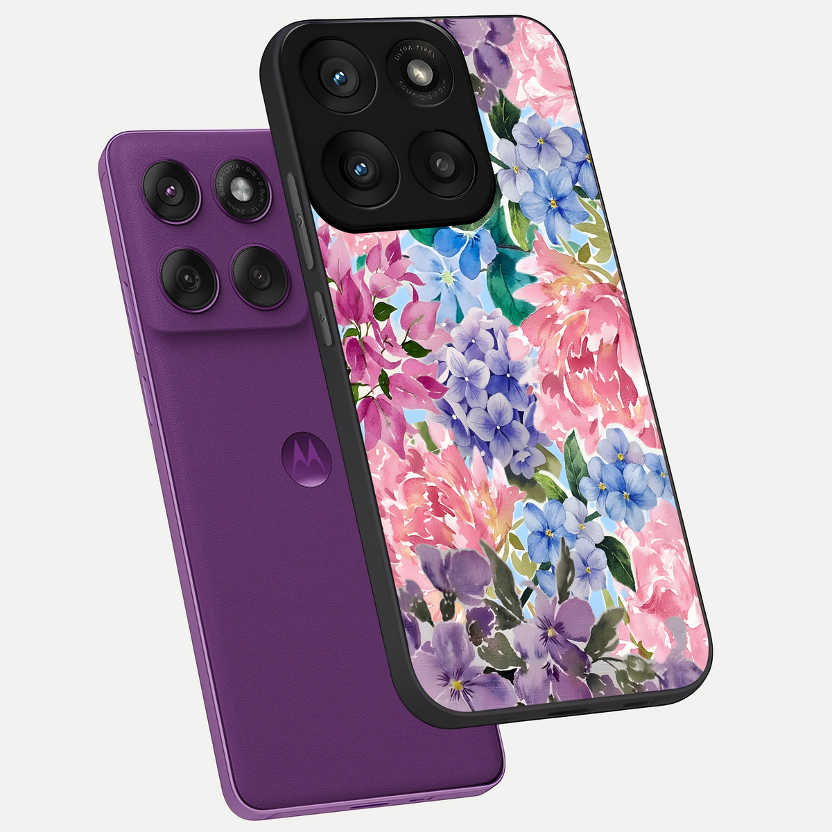  Pastel Floral Mix phone case For Moto Edge 60 Pro showing premium glass back cover with detailed artwork