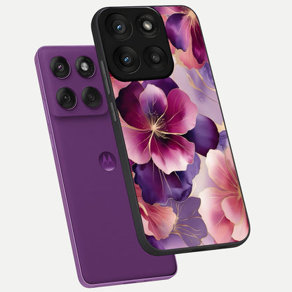  Pink Bouquet Florals phone case For Moto Edge 60 Pro showing premium glass back cover with detailed artwork
