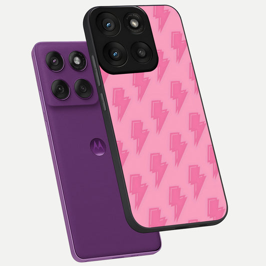  Pink Moo Magic phone case For Moto Edge 60 Pro showing premium glass back cover with detailed artwork