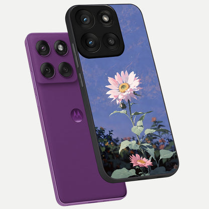  Pink Shells Outline phone case For Moto Edge 60 Pro showing premium glass back cover with detailed artwork