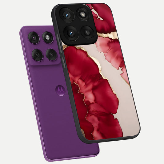  Pink And White Marble phone case For Moto Edge 60 Pro showing premium glass back cover with detailed artwork