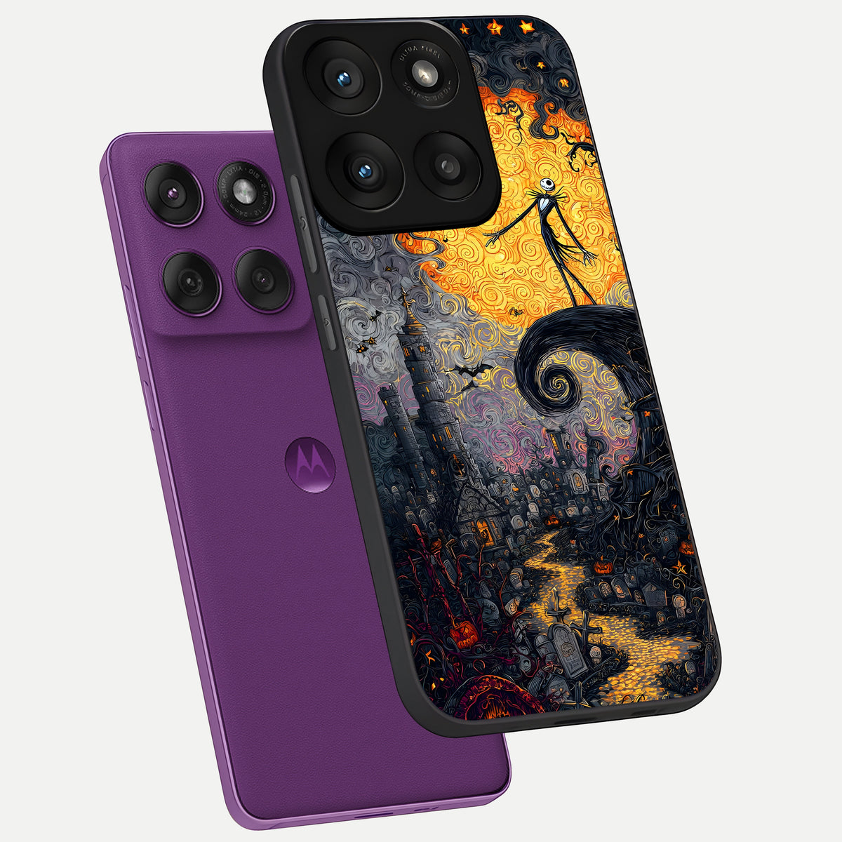  Pumpkin Moon Night phone case For Moto Edge 60 Pro showing premium glass back cover with detailed artwork