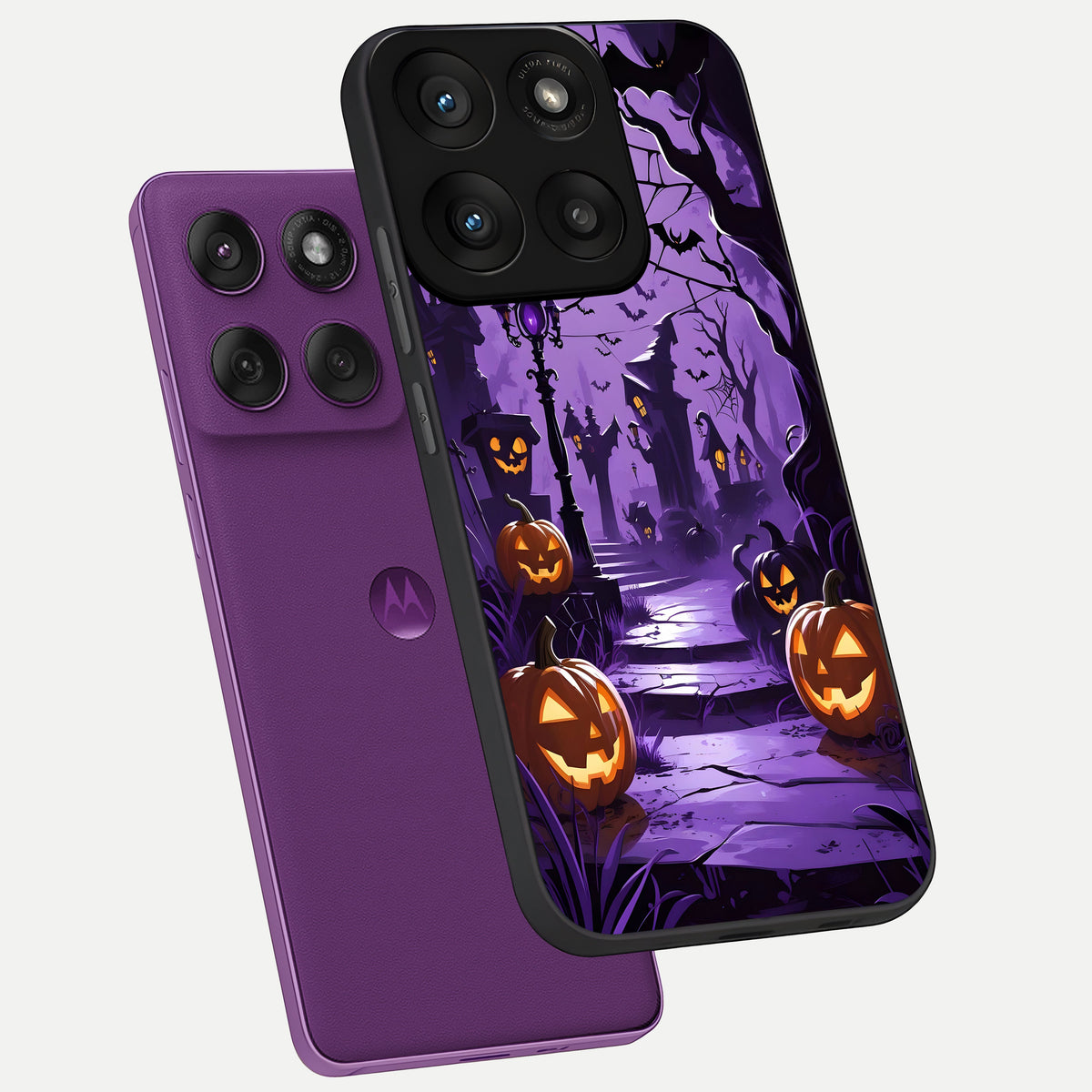  Pumpkin Patch Halloween phone case For Moto Edge 60 Pro showing premium glass back cover with detailed artwork