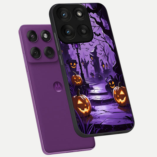  Pumpkin Patch Halloween phone case For Moto Edge 60 Pro showing premium glass back cover with detailed artwork