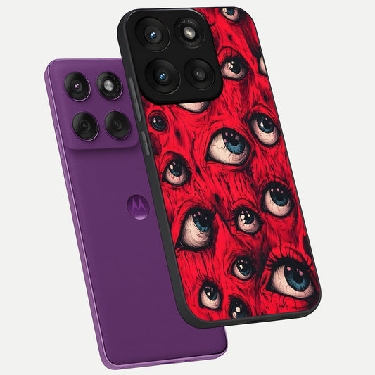  Red Eyes Pattern phone case For Moto Edge 60 Pro showing premium glass back cover with detailed artwork