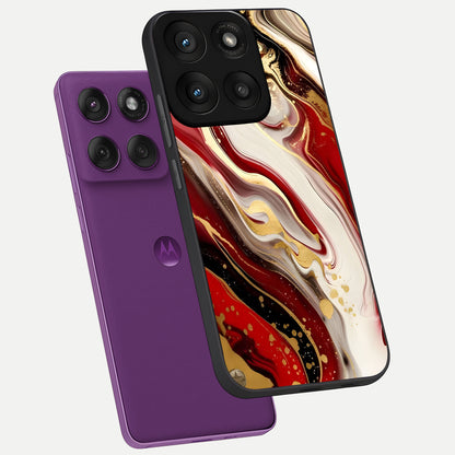  Red And White Marble phone case For Moto Edge 60 Pro showing premium glass back cover with detailed artwork