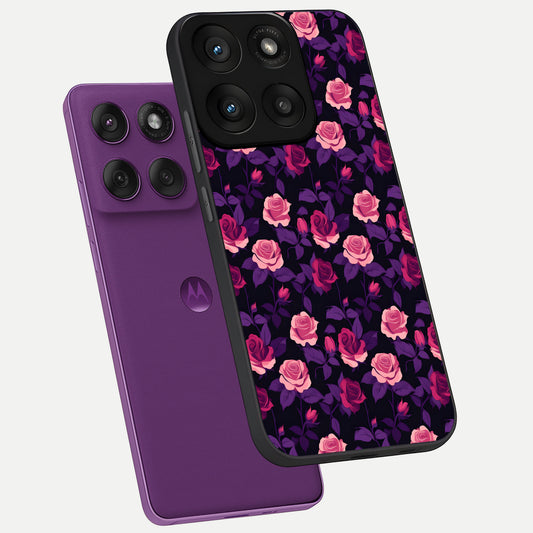  Rose Garden Twilight phone case For Moto Edge 60 Pro showing premium glass back cover with detailed artwork