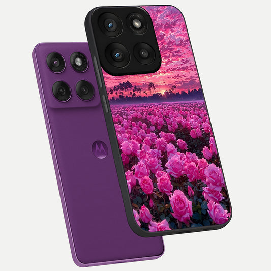  Rose Sunset Valley phone case For Moto Edge 60 Pro showing premium glass back cover with detailed artwork