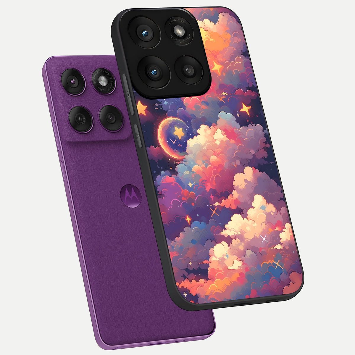  Starlit Dream Clouds phone case For Moto Edge 60 Pro showing premium glass back cover with detailed artwork