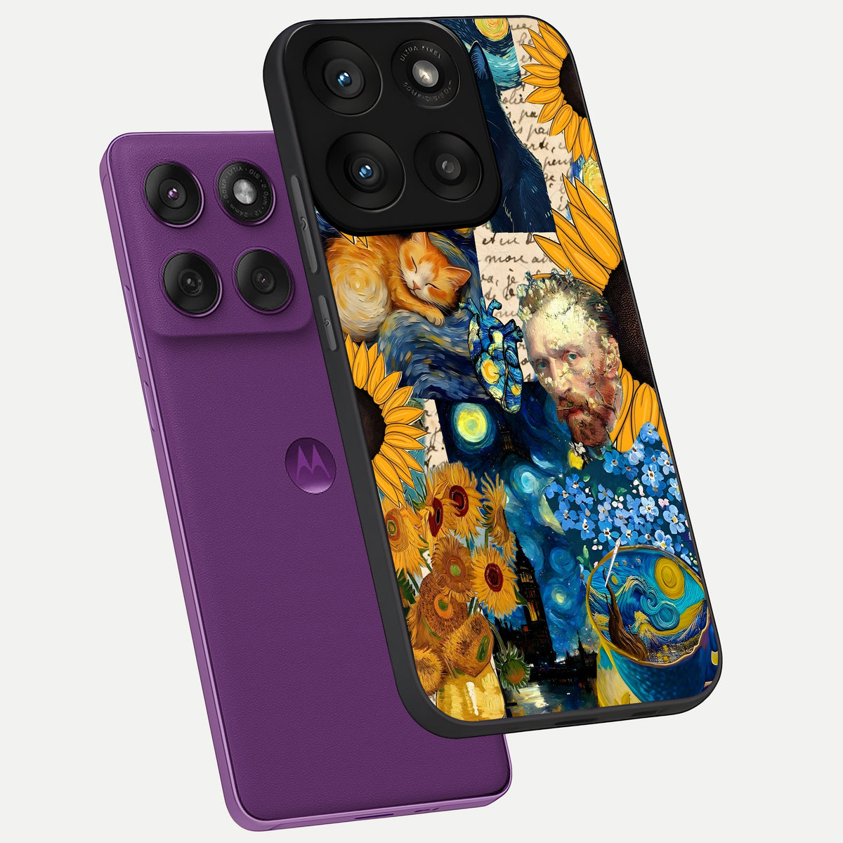  Sunflower Chic Mood Custom Name phone case For Moto Edge 60 Pro showing premium glass back cover with detailed artwork