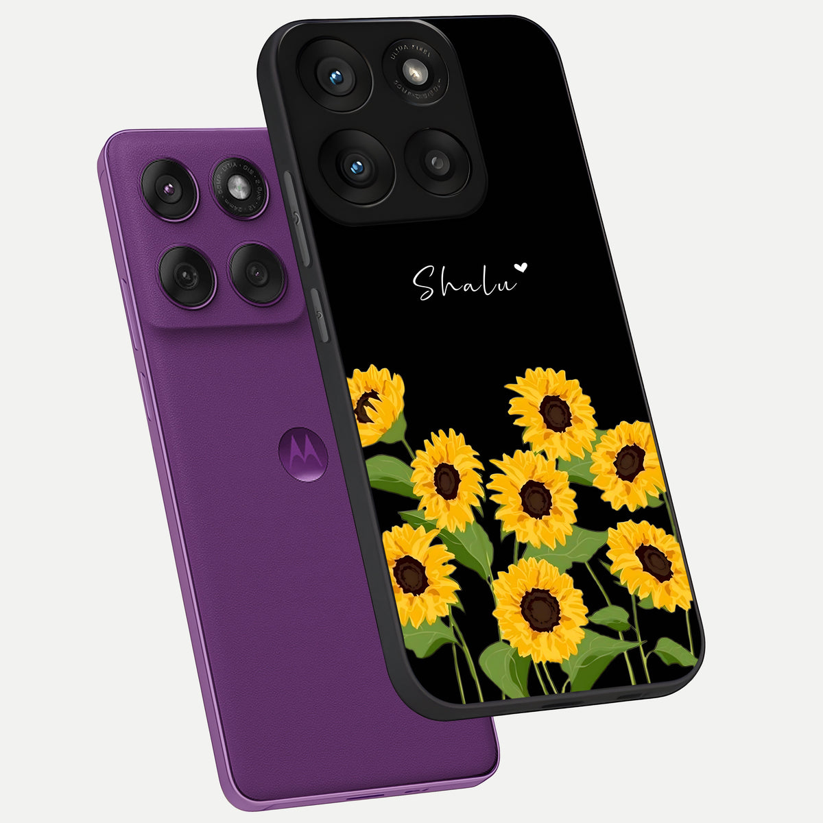  Sunflower Sky Bloom phone case For Moto Edge 60 Pro showing premium glass back cover with detailed artwork