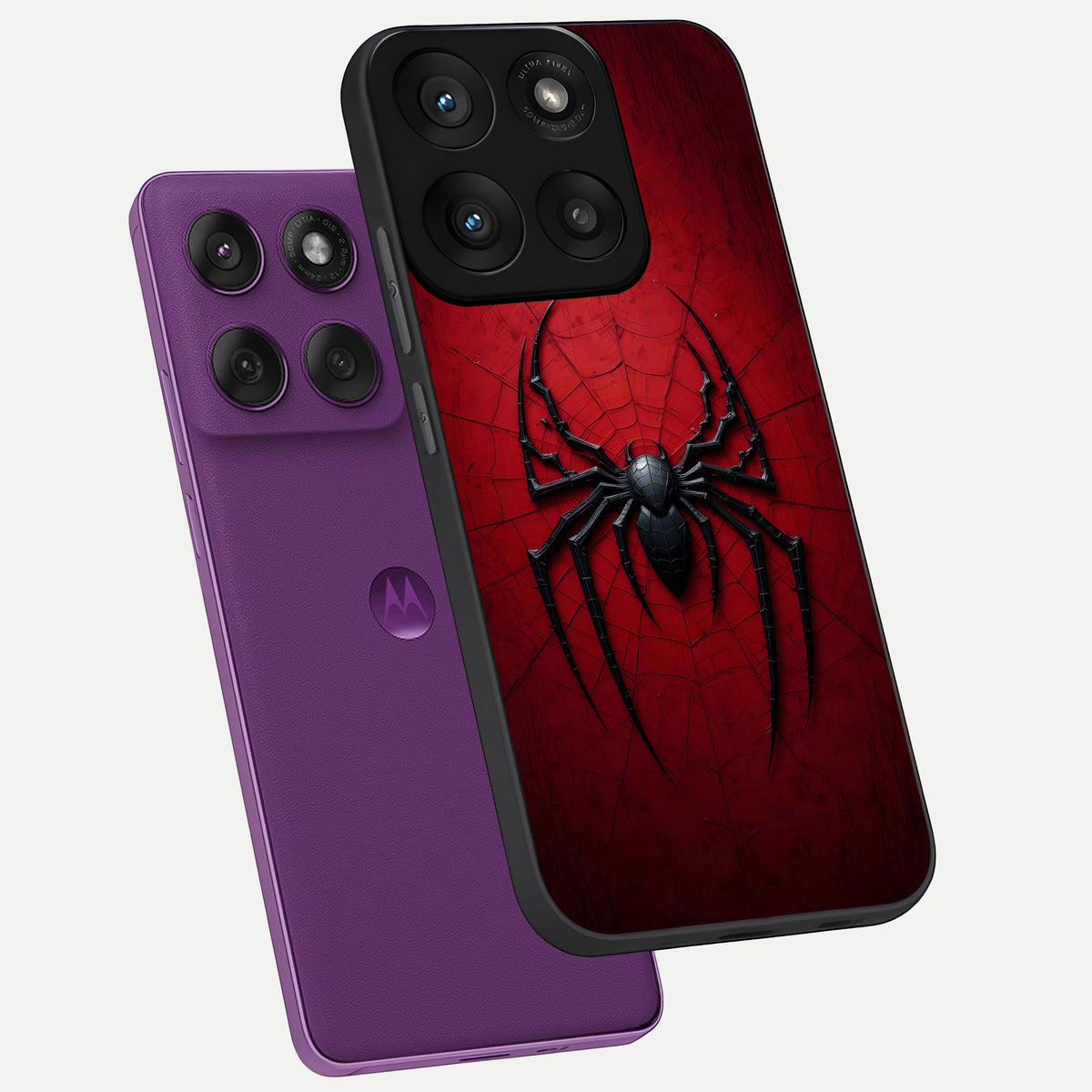  Superhero Web Emblem phone case For Moto Edge 60 Pro showing premium glass back cover with detailed artwork