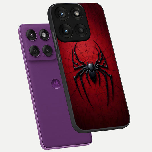  Superhero Web Emblem phone case For Moto Edge 60 Pro showing premium glass back cover with detailed artwork