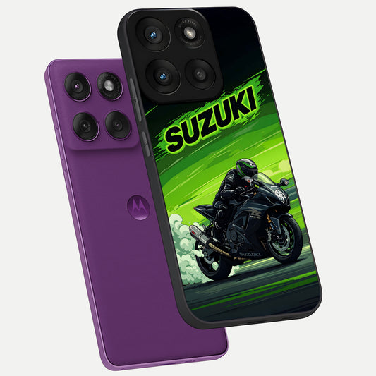  Suzuki Speed Beast phone case For Moto Edge 60 Pro showing premium glass back cover with detailed artwork