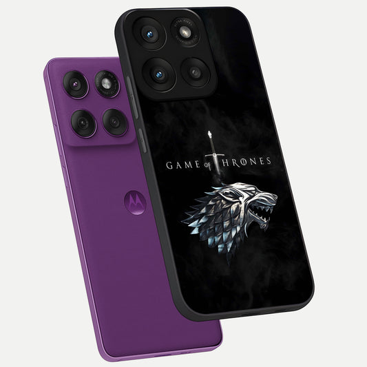  Throne Wolf Legacy phone case For Moto Edge 60 Pro showing premium glass back cover with detailed artwork