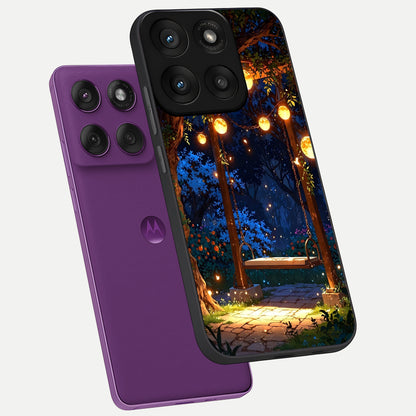  Twilight Garden Swing phone case For Moto Edge 60 Pro showing premium glass back cover with detailed artwork