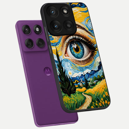  Van Gogh Eye phone case For Moto Edge 60 Pro showing premium glass back cover with detailed artwork
