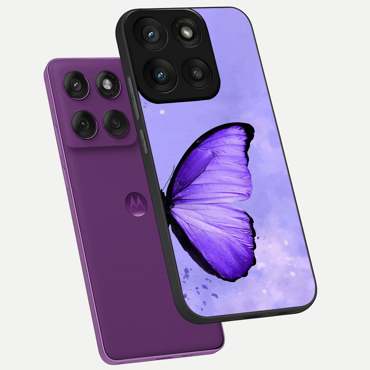  Violet Dream Wing phone case For Moto Edge 60 Pro showing premium glass back cover with detailed artwork