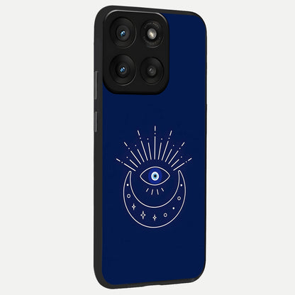  Blue Evil Eye back cover For Moto Edge 60 Pro slim fit glass case with vibrant aesthetic design