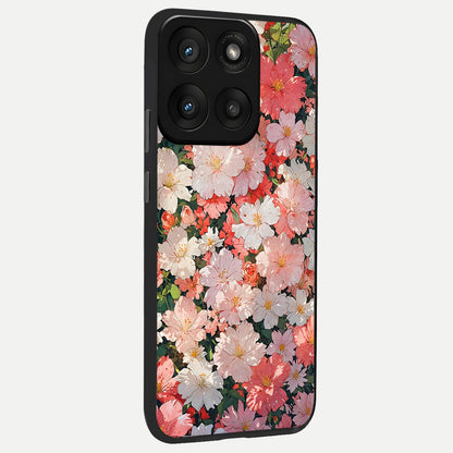  Blush Bloom Field back cover For Moto Edge 60 Pro slim fit glass case with vibrant aesthetic design