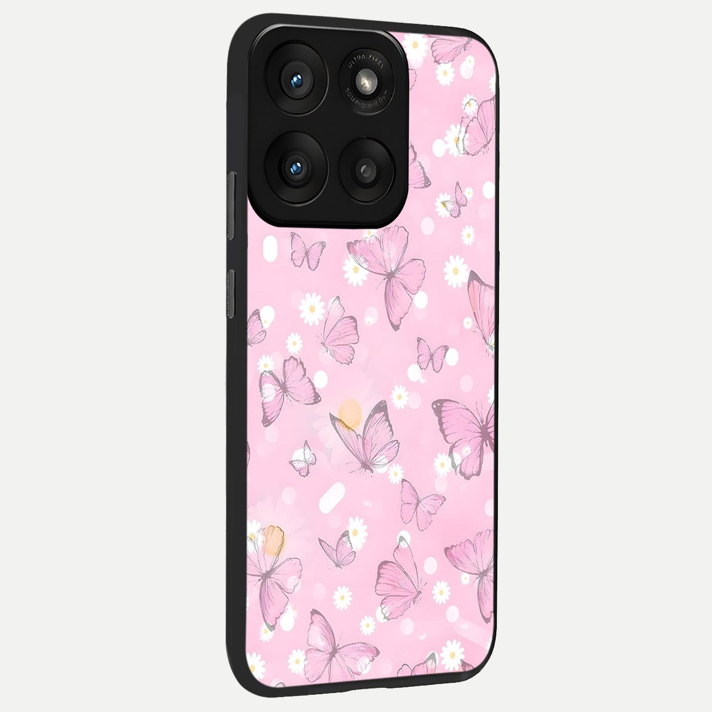  Blush Butterfly Garden back cover For Moto Edge 60 Pro slim fit glass case with vibrant aesthetic design