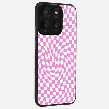  Bubblegum Check Wave back cover For Moto Edge 60 Pro slim fit glass case with vibrant aesthetic design