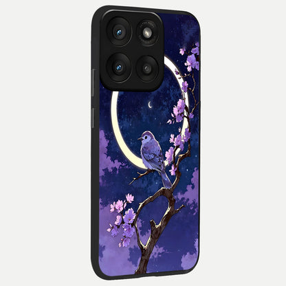  Celestial Bird Blossom back cover For Moto Edge 60 Pro slim fit glass case with vibrant aesthetic design