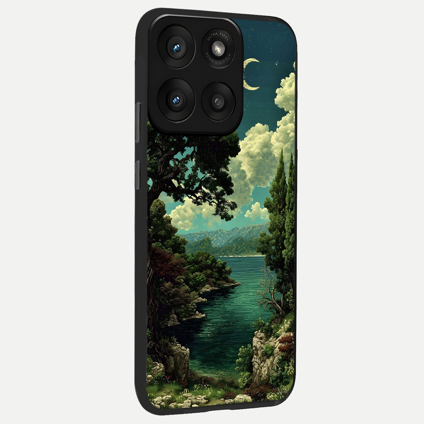  Celestial Lake Peace back cover For Moto Edge 60 Pro slim fit glass case with vibrant aesthetic design